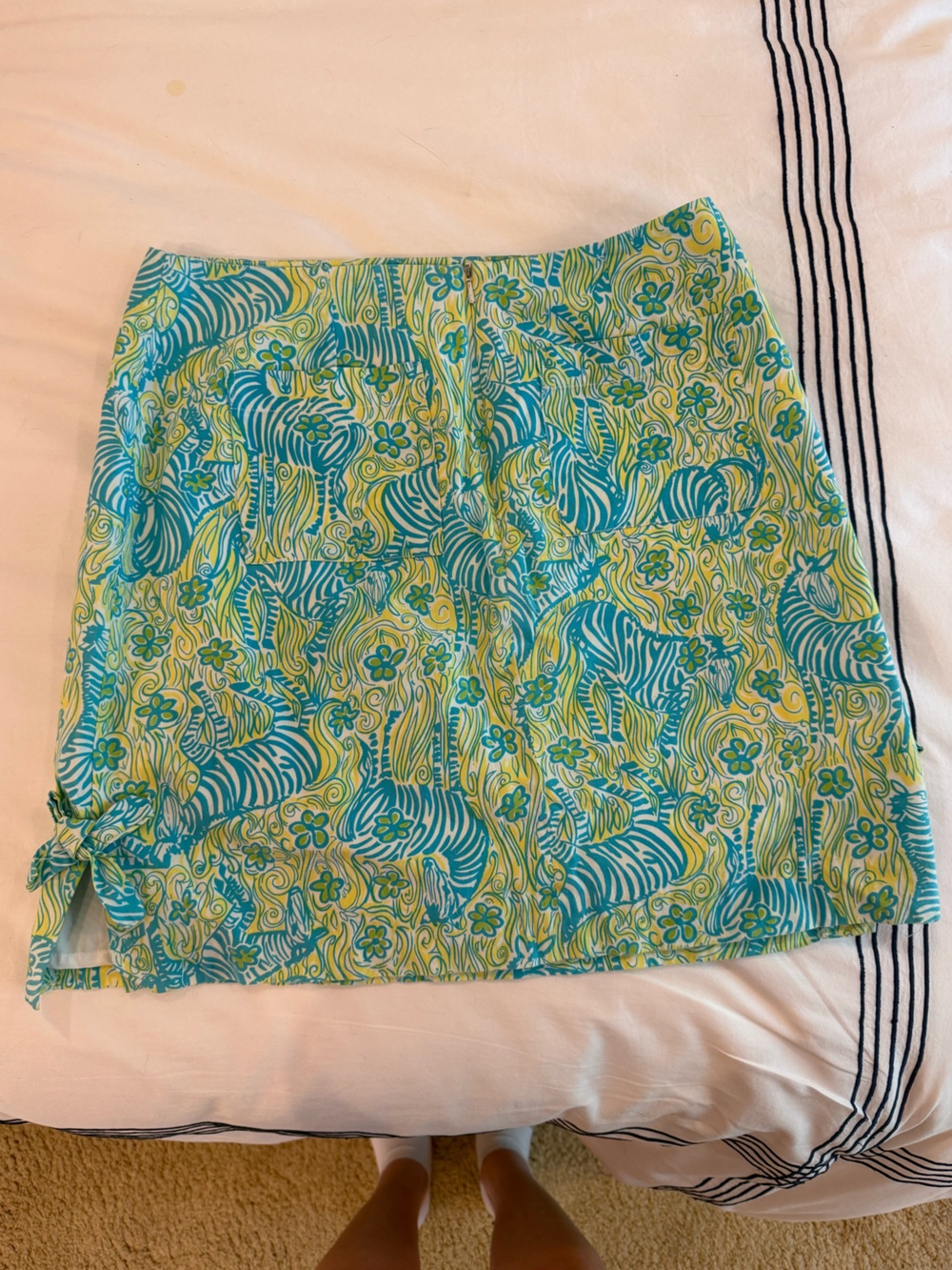 Vintage Early 2000’s Lilly Pulitzer Aqua & Lime Zebra Print Mini Skirt - Picture 4 of 13